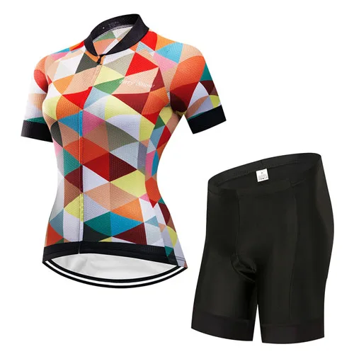 Jersey and Pants Для женщин Модный для велоспорта с фуфайкой нагрудник Комплект с шортами быстросохнущие Велосипед Одежда летней одежды женский костюм платье Спортивное комплект MTB - Цвет: Jersey and Pants