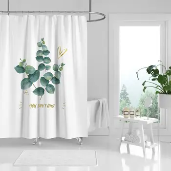 

180x180cm Shower Curtain Polyester Fabric Machine Washable with 12 Hooks Waterproof Plant Curtains Bathroom Accessories
