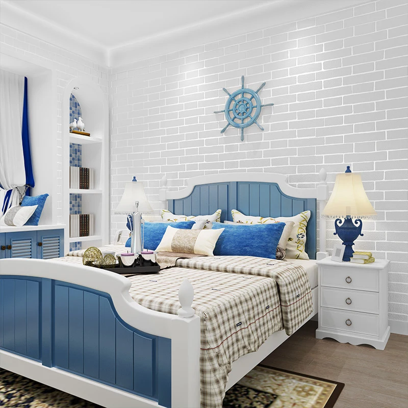 

Nordic Style 3d White Brick Wallpaper Modern Simple Solid Color Wallpapers Home Decor Bedroom Living Room papel de parede QZ183