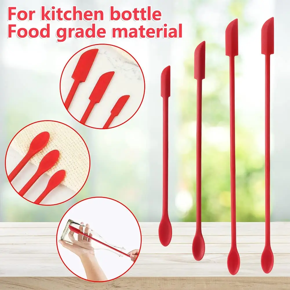 3Pcs Double Head Mini Silicone Spatula For Thin Jar Makeup Butter Cake Spatula Lengthen Jar Cake Cream Jam Scraper Spatula Set