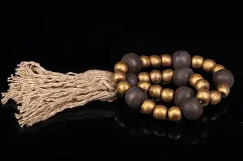 

Tibetan Buddhist old medicine beads holding necklace rosary black and white beads Amulet pendant