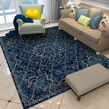 

Luxury Vintage Moroccan Carpets Home Bedroom Area Rug Indian Living Room Floor Mat Ethnic Blue Persian Carpet 100% Polypropylene