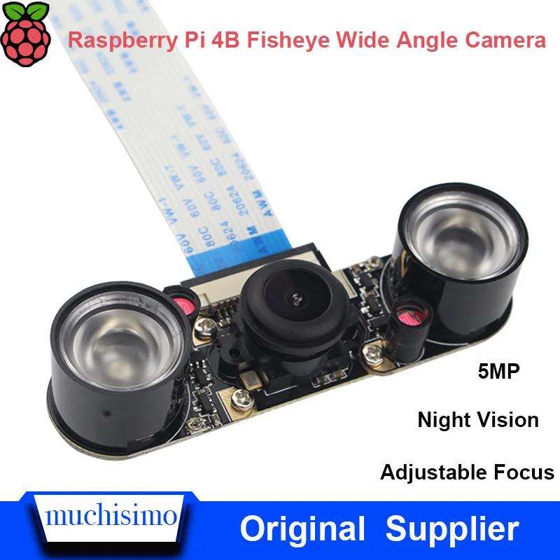 Raspberry Pi 4B камера 5MP рыбий глаз широкоугольная камера регулируемый фокус ночного видения камера для Raspberry Pi 3B+/3B/2B