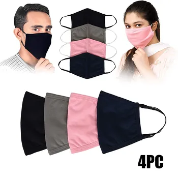 

4Pcs Black Pink Face Mask Mascarilla Mascarar Dustproof Face Shields Washable Protect Mouth Cover Masque en tissu Mondkapjes