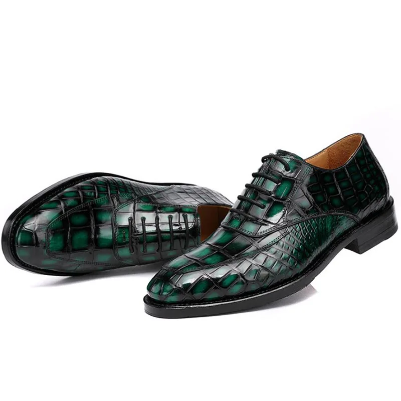 Sipriks Green Crocodile Skin Dress Oxofrds Shoes Of Men Luxury Handmade Goodyear Welted Shoes Boss Wedding Gents Suits Formal 46