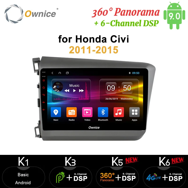 Автомобильный радиоплеер Ownice 4 Гб ОЗУ + 64 ПЗУ carplay GPS навигатор Android 10 8 ядер 4G LTE 360