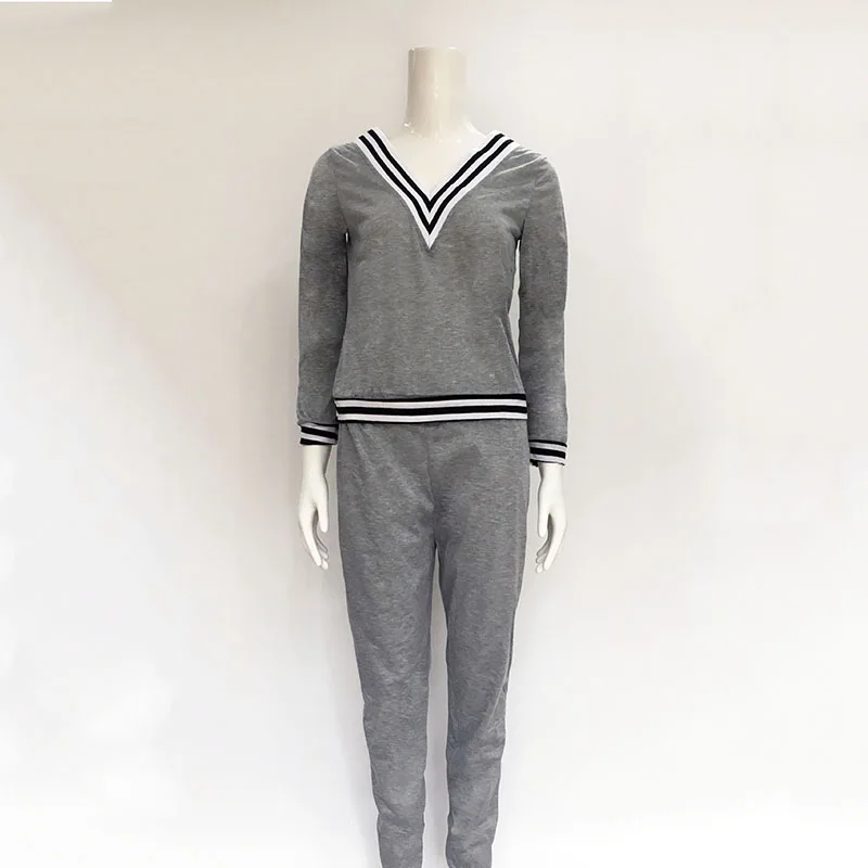 Autumn And Winter Wear New V-neck Female Sports And Leisure Suit Fashion Sports Suit Running Sports Suit