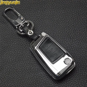 

Jingyuqin 3 Buttons Zinc Alloy+Leather Car Key Case Cover For VW Golf 7 mk7 Skoda Octavia A7 New Polo Car-styling