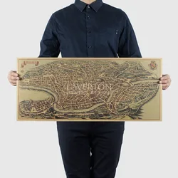 Affiche de carte murale rétro nostalgique de la Rome antique, 72x32cm, vue à œil d'oiseau, autocollant mural de grande taille, décoration de la maison, Pc001 