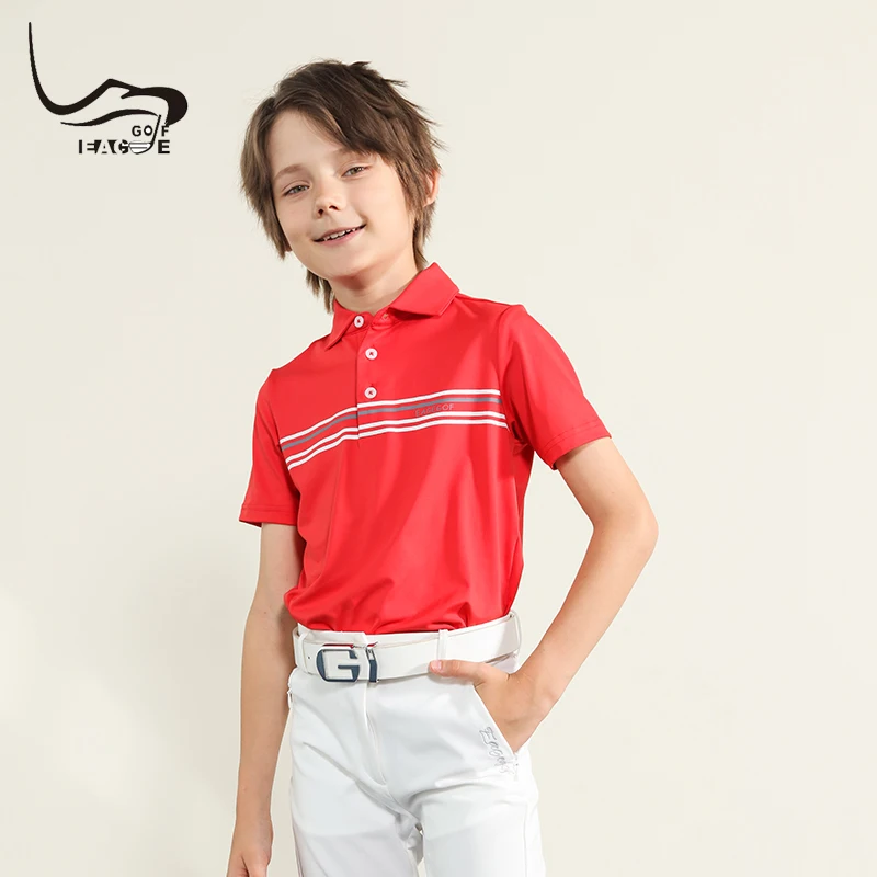 EAGEGOF Summer Boys Short Sleeve T-shirt Coolpass technical fabric Children golf Polos High-end Fashion Child sportswear