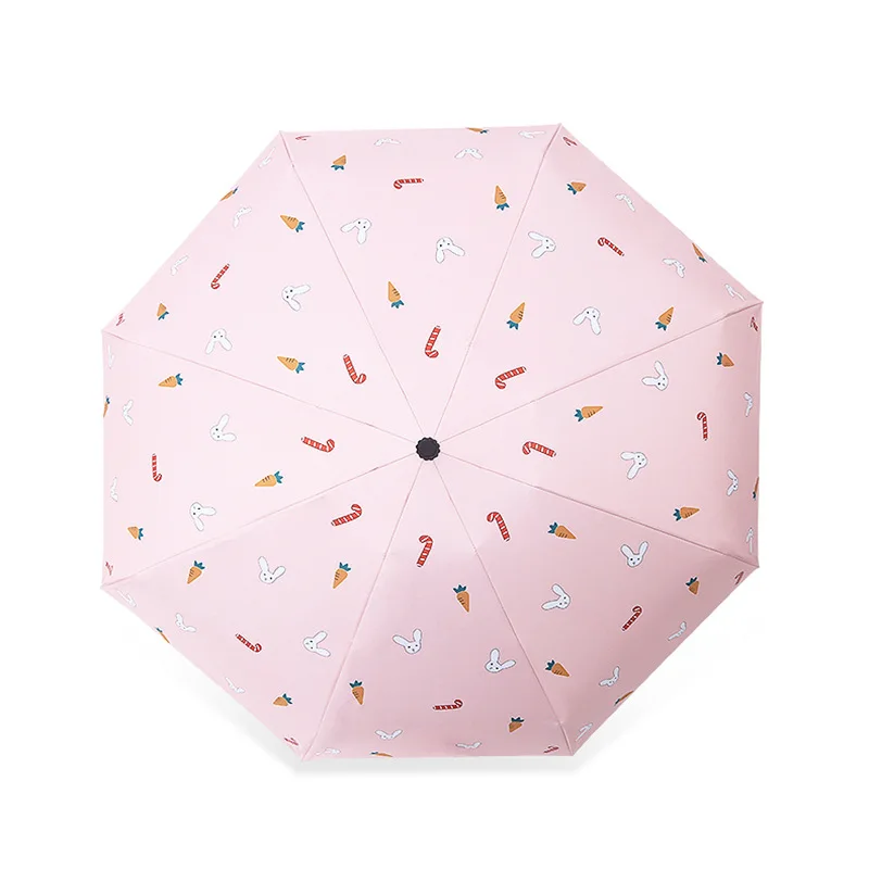YADA Ultralight Mini Cartoon Carrot&Rabbit Umbrellas Rain uv Five Folding Clear Umbrellas For Womens Windproof Umbrella YS200009