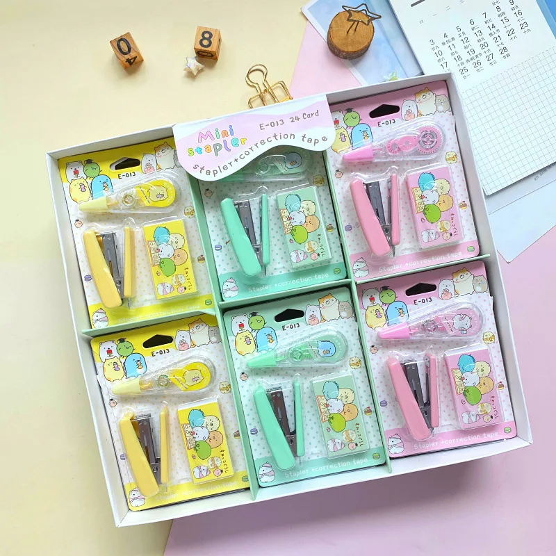 

12 pcs/lot Mini Sumikko Gurashi Stapler Set Stapling Machine With No.10 Staples Office School binding Supplies Cute Staplers