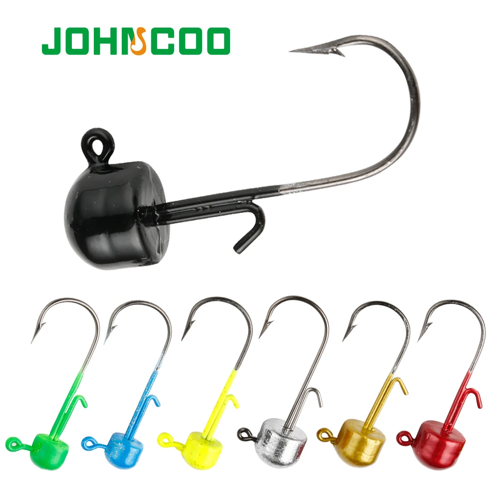 JOHNCOO 6pcs Ned Rig Jig Heads 1.6g 2g 2.8g 4.8g 5.5g Mushroom Shroom ...