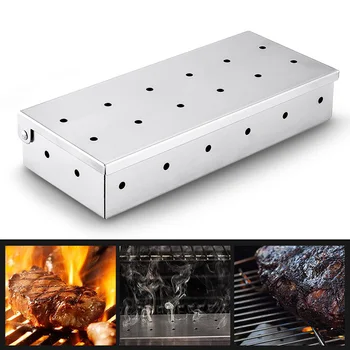 

Wood Chip Smoker Box For Grill Stainless Steel Hole Cold Smoke Generator Custom Box BBQ for Indoor Outdoor Charcoal Gas