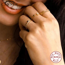 925 пробы Серебряное минималистичное геометрическое прямоугольное хипстерское кольцо для женщин CZ циркониевое кольцо регулируемое модное ювелирное изделие