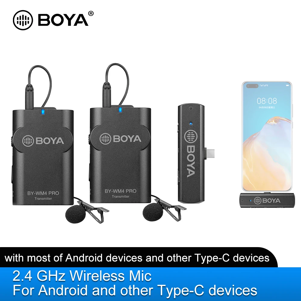 

BOYA BY-WM4 PRO K6 2.4 GHz Professional Wireless Microphone For iPhone 15 Android and other Type-C/USB-C Devices