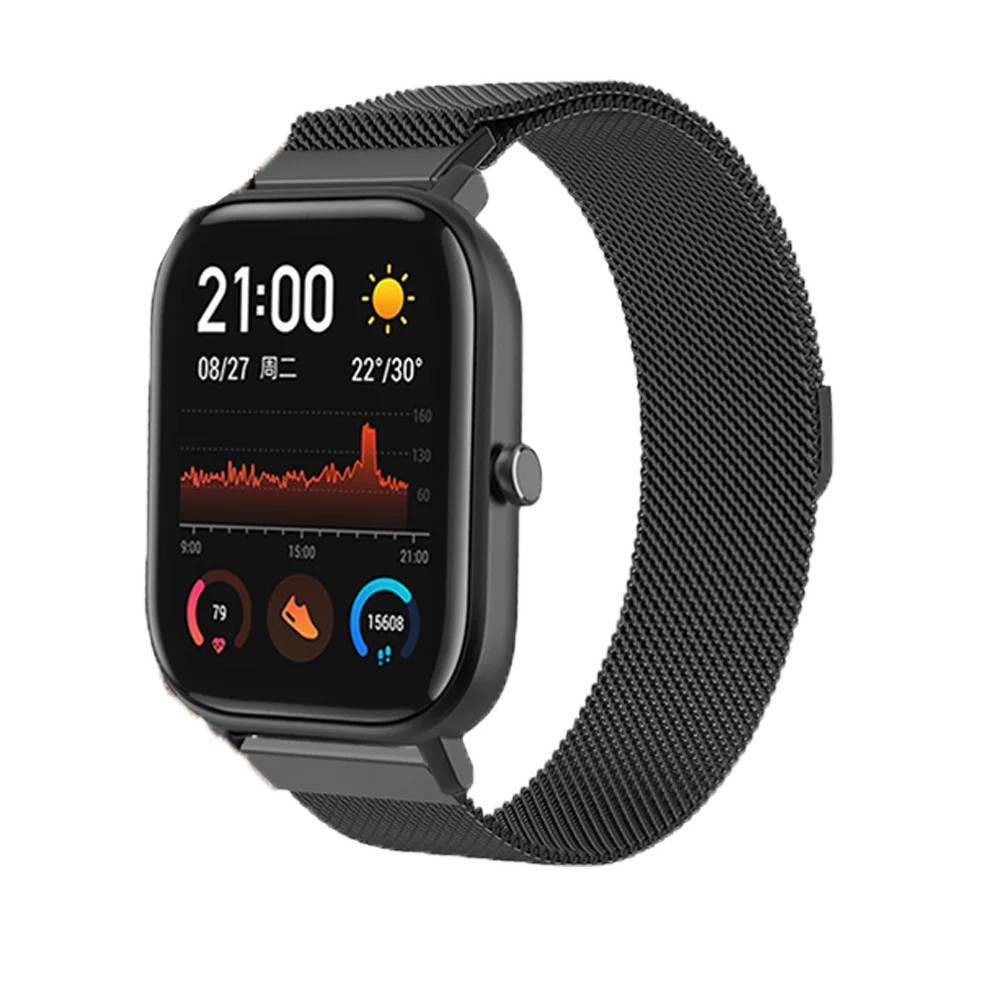 20 22 мм Миланский магнитный металлический ремешок для часов Xiaomi Huami Amazfit Bip/GTS умный Браслет сменный ремешок для huawei GT/GT 2
