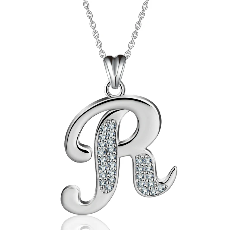 Collana con iniziale in argento S925 per le donne A-Z Lettera