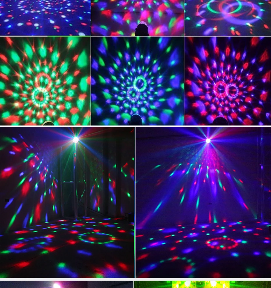 Christmas LED Disco Light Soundlights Party Lights Disco Ball Sound Activated Strobe DJ Stage Lamp For Home Halloween Projector