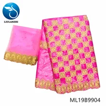 LIULANZHI Африканский базин ткани Новое Поступление Вышивка riche getzner с бисером и камнями для платья 5+ 2 ярдов ML19B99