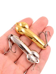 2Pcs DD Metal Spoon Fishing Lure Treble Hook 7g 10g 15g 20g Silver Gold Metal Sequins Treble Hook Hard Bait Tackle