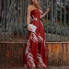 

Women Sling Sleeveless Print Spaghetti Strap Jumpsuit Rompers Womens Playsuits Summer Fashion Ladies Bodysuit Mono Mujer 2021