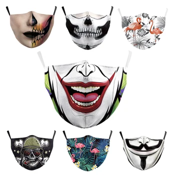 

Harajuku Men Adult Big Mouth Print Face Fabric Masks Mouth Cover Reusable Protection Dust Washable Masks Proof Bacteria Mask Men