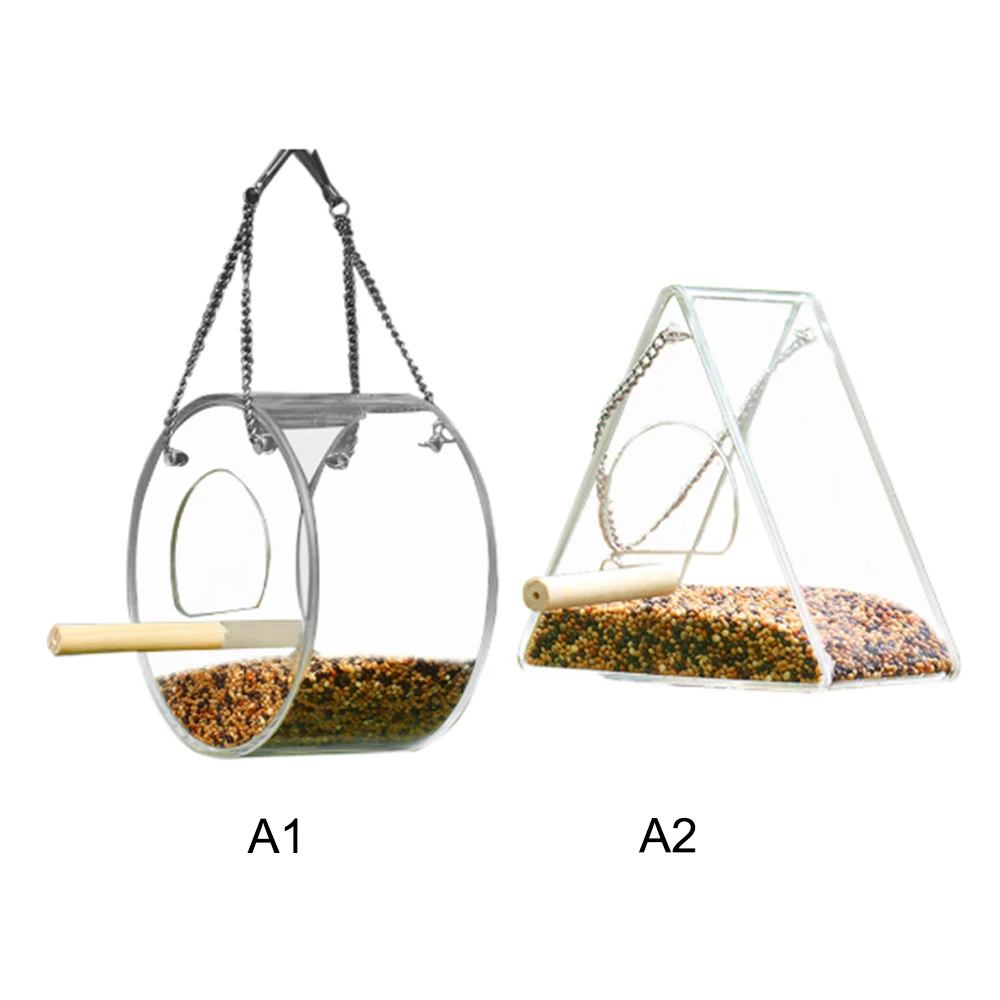 Акриловая кормушка для птиц, кормушка для птиц, клетка для домашних птиц, дом против разбрызгивания кормушка для попугаев, Круглый треугольник, кормушка для птиц