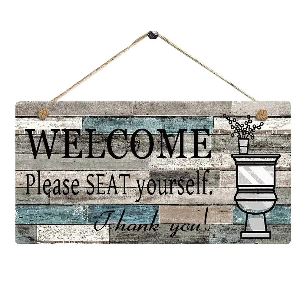 Signo De Bienvenida Pared Logo Vertical Colgante Decoracion Placa