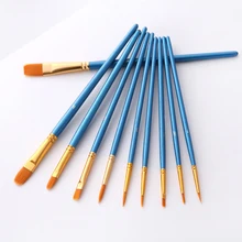 GATYZTORY 10 Pçs/set pintura por números escovas Guache Escovas Diferentes Forma Redonda Ponteira Nylon Cabelo Escova de Pintura