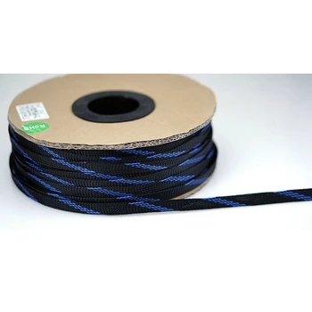 

10M Audio Cable Sleeving High Density Braided Diameter Expandable sleeve 4-14MM Black&Blue Rca cable Power cable speaker cable