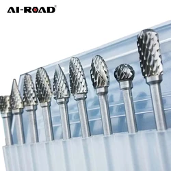 Tête de meulage en acier au tungstène, fraise, outil rotatif, fraise, fraise, fraise, gravure CNC, outils abrasifs, travail des métaux, polissage, 10 pièces, 1/8" 