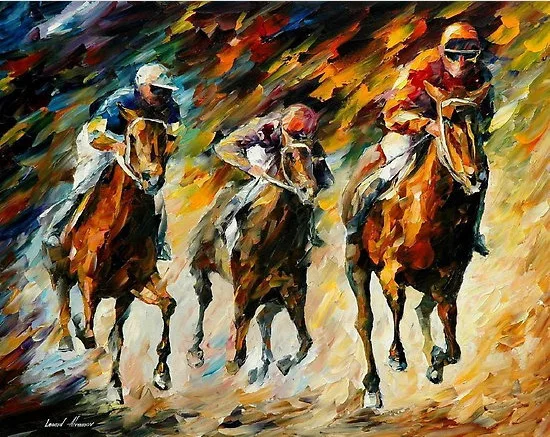 

handmade canvas horse racing oil paintings knife Leonid Afremov artist canvas painting reproduction wall art wall designer canva