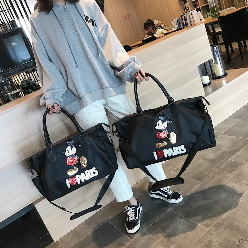Disney bolso de viaje impermeable con lentejuelas, bolsa de gimnasio  portátil de gran capacidad, Mickey Mouse, novedad|Mochilas de felpa| -  AliExpress