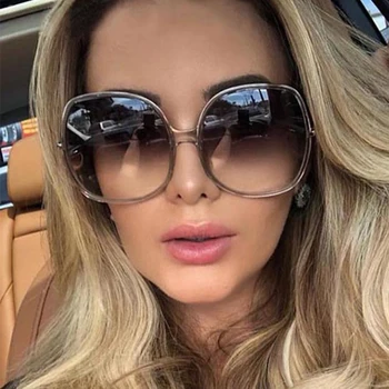 

Oversized Round Women Sunglasses luxury big frame vintage gradient Glasses fashion shades Brand designer sunglass
