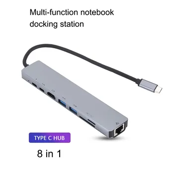 

KEBIDU 8 in 1 USB Type C Hub Hdmi 4K USB C Hub Rj45 Lan Adapter Support SD/TF Card Reader USB-C PD for MacBook Pro 3.1 Splitte