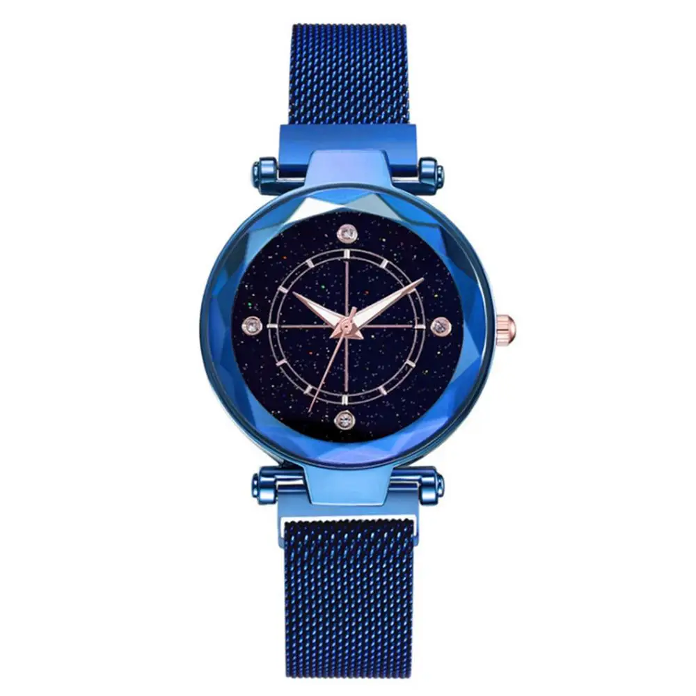 Роскошные модные магнитные часы с поверхностью звездного неба, женские повседневные часы, кварцевые женские часы, женские наручные часы, Montre Femme Hour A30 - Цвет: Blue
