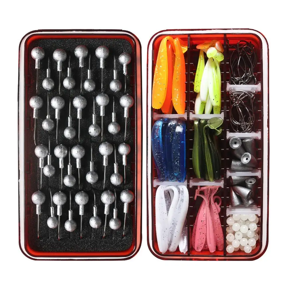 150PCS Lure Fishing Tool Set T-Tail Bait Kit Fishing Accessories