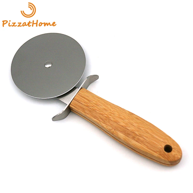 Stainless Steel Pizza Wheel Knife Smooth Rotating Pizza Slicer Cutter Wheel Knife Non Slip Wooden Handle PizzAtHome
