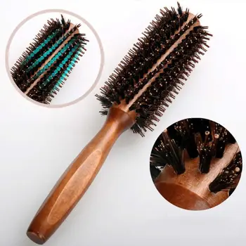 6 tipi capelli lisci in Twill pettine spazzola rotolamento setola cinghiale naturale barile tondo soffiando Curling strumento per lo Styling parrucchieri fai da te