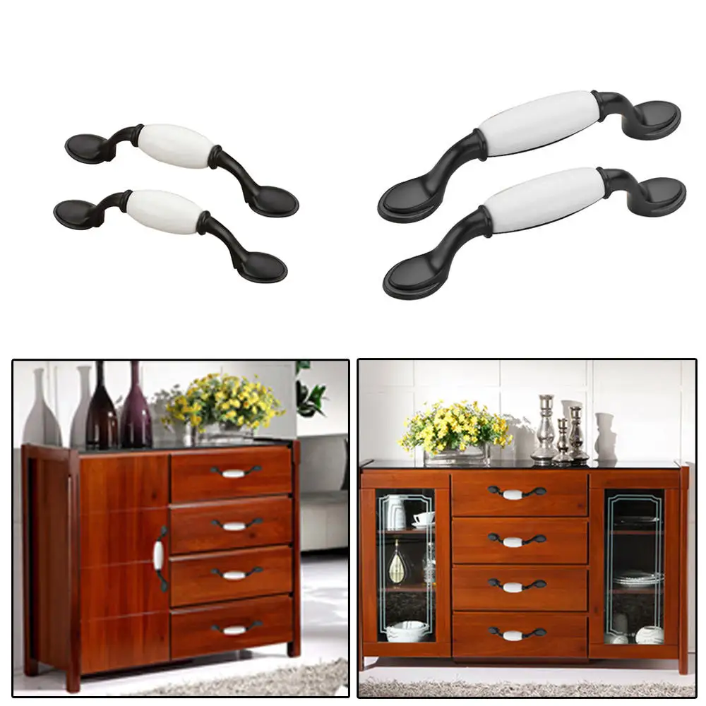 

2/4pcs Black Cabinet Handles Modern Matt Wardrobe Cabinet Door Handle Pulls Drawer Knobs Furniture Home Door Hardware