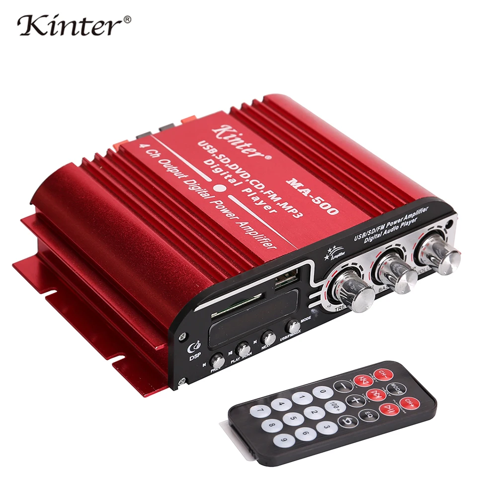 Kinter MA-500 усилитель звука аудио 4,0 каналов Hifi Стерео усилители с Bluetooth SD USB ввод FM радио DC12V адаптер питания - Цвет: Only MA-500
