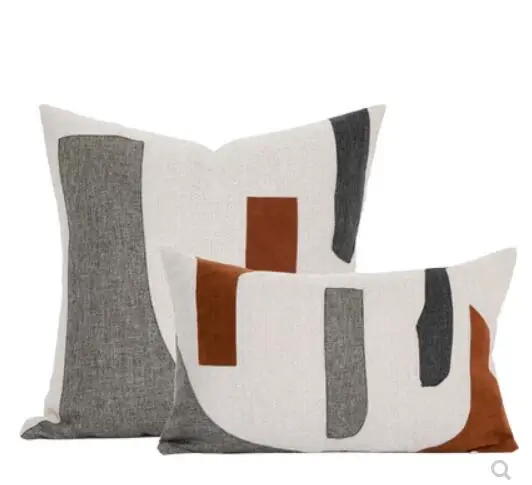 

Modern living room sofa pillowcase Nordic beige orange irregular patch waist pillowcase