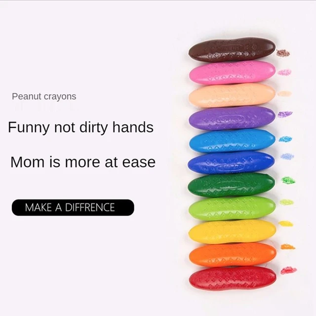 12-color children's crayons not dirty hands oil pastel children's painting  safety peanut crayons easy to hold - AliExpress