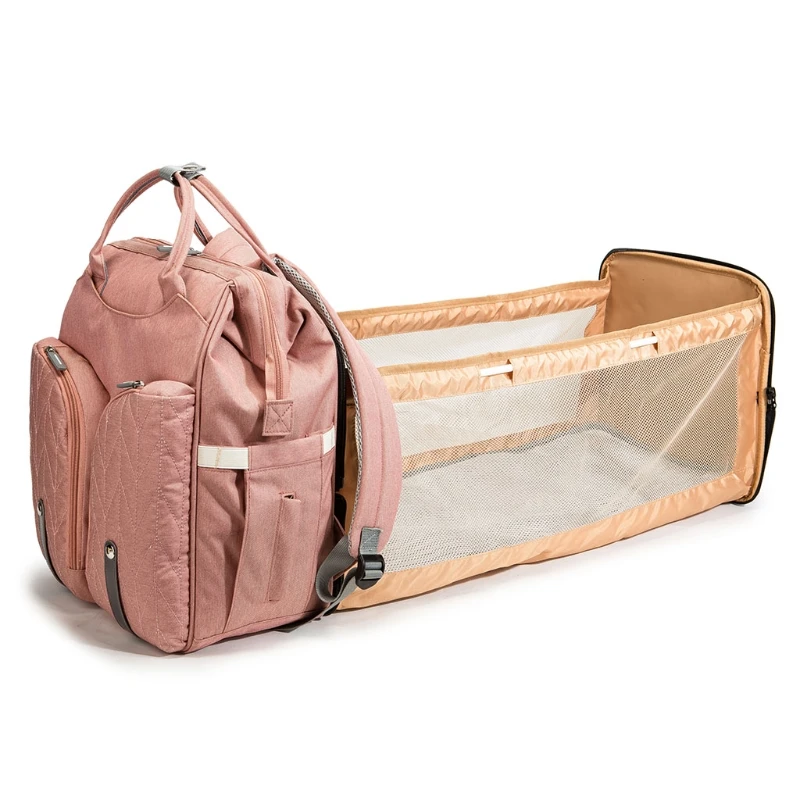 

Multifunctional Baby Nappy Changing Bag Portable Folding Crib Diaper Backpack Stroller Straps