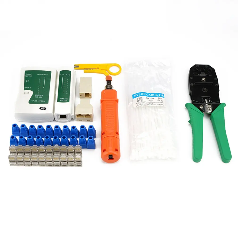 10/12pcs/set Portable LAN Network Repair Tool Kit UTP Cable Clamp Pliers Cable Tester Wire Crimper Stripping Crimping Pliers