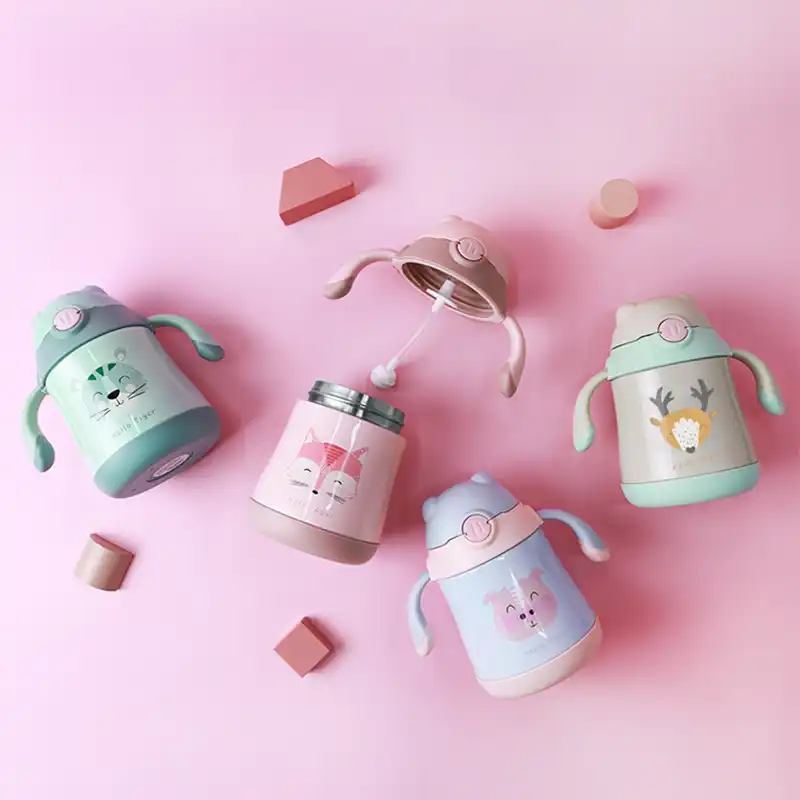 Cartoon Baby Thermos Cup Bebe Learn Drink Cup Kids Pipette Cup Christmas Gift Lovely Cup Water Bottle Cups Aliexpress