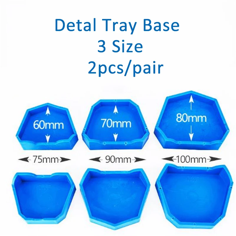 

2Pcs/Pair Dental Lab Plaster Model Base Former Molds Tray Silicone Rubber Blue Tray Dentist Oral Care Tools 3 Size S/M/L