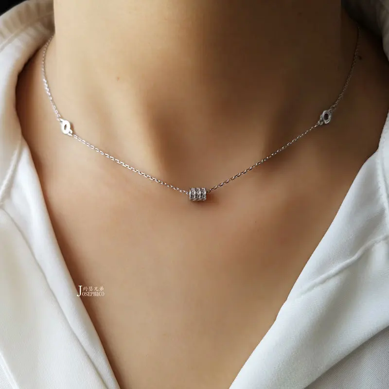 

INS New Style S925 Fine Silver Micro Zircon Cylinder Necklace Fashionable Creative-Lucky Beads Necklace Women's