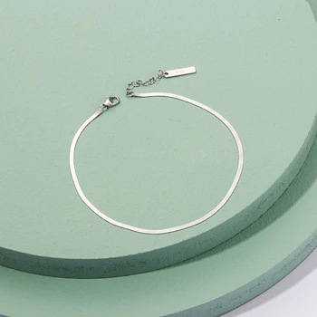 

RUIYI Real 925 Sterling Silver Women Snake Chain Minimalist Anklets Girls Summer Cool Fine Jewelry Ankle Bracelet Niche Anklets